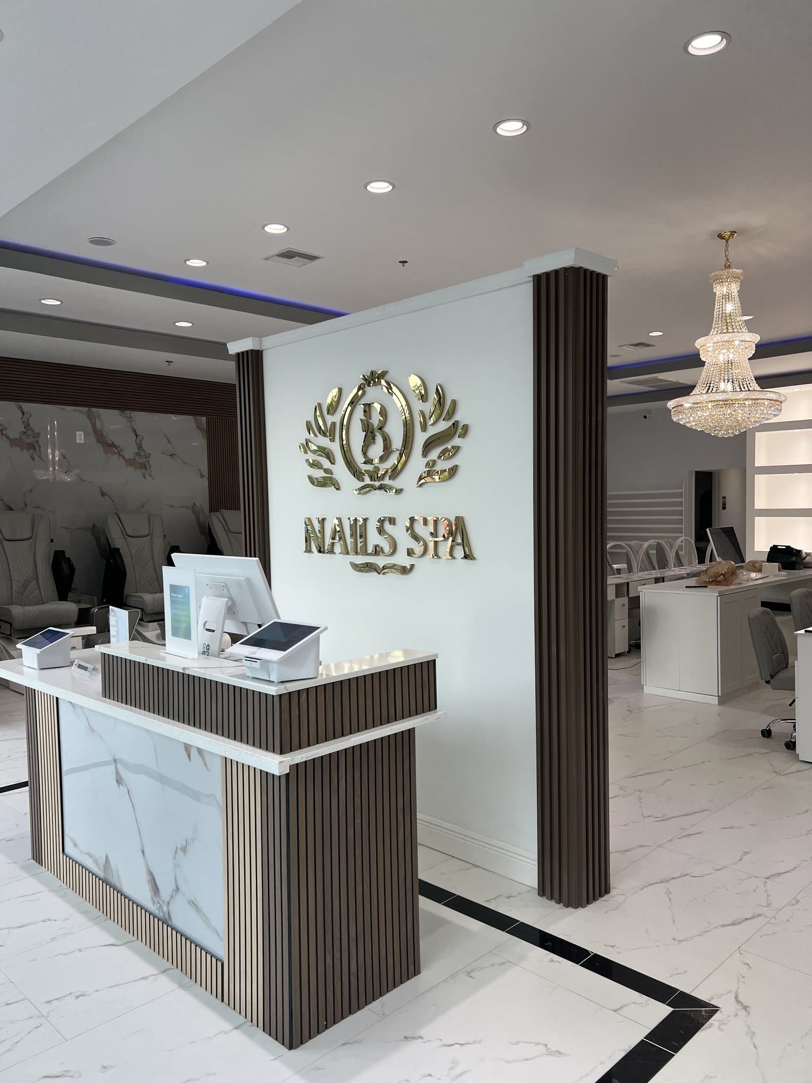 Reception desk at Blue Nails & Spa, Tallahassee, FL